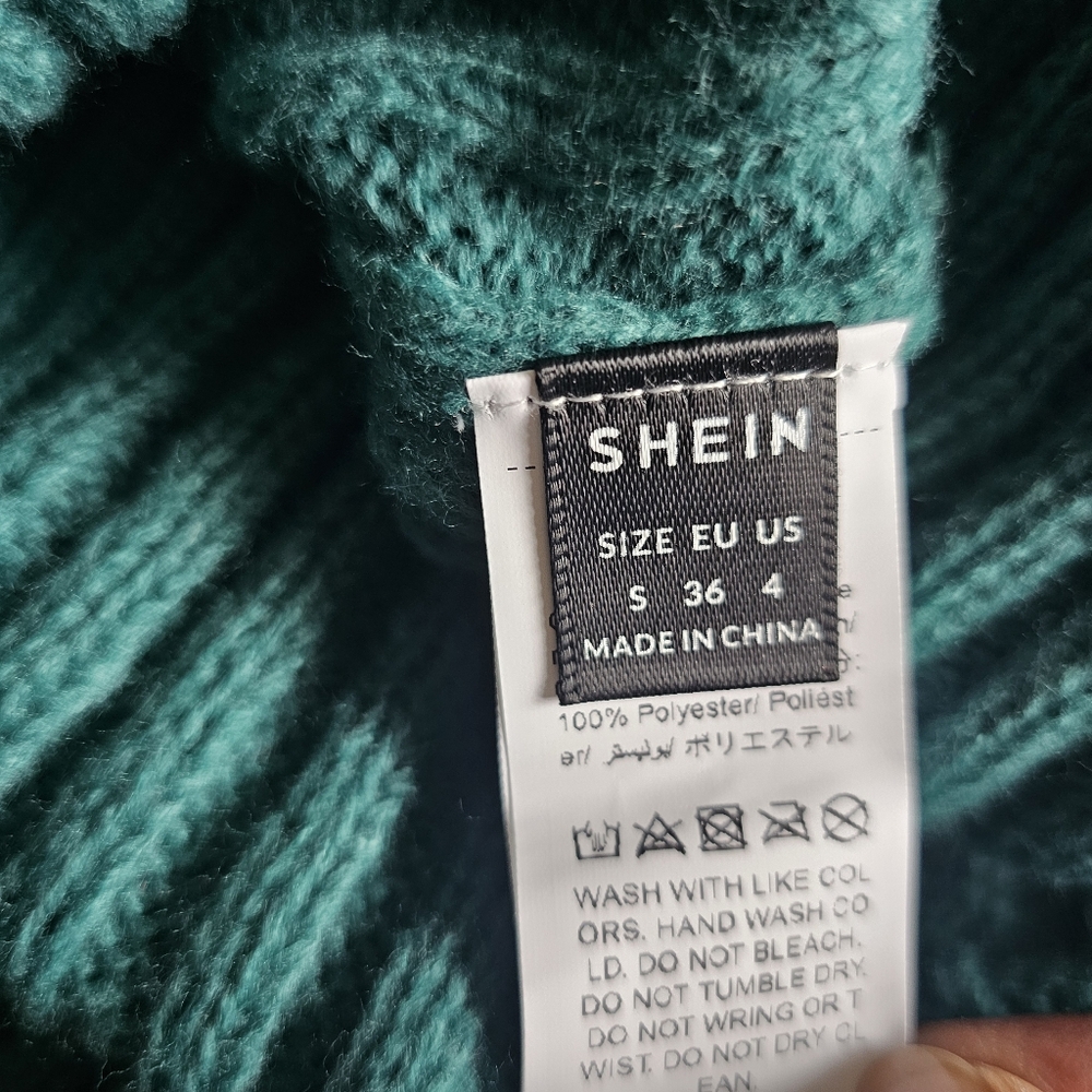 Shein Turtleneck Ribbed Knit Maxi Sweater Dress Green Sz S - Picture 6 of 7